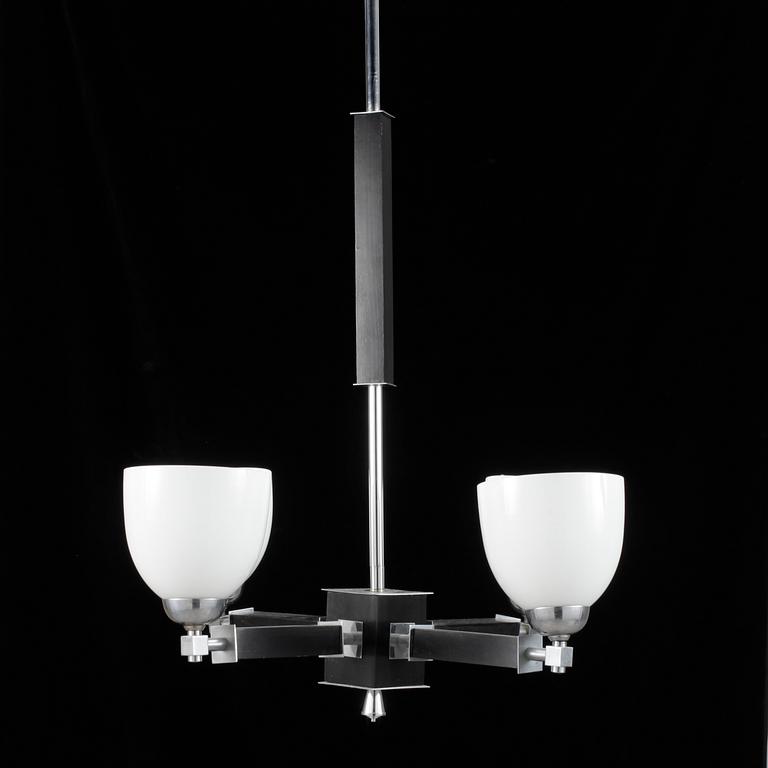 LAMPA, metall och svärtat trä. Art Deco.