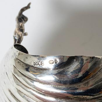 Salt cellars, a pair, silver, Empire style, 20th century.