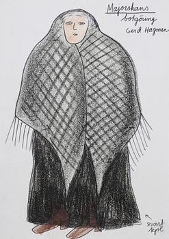 MARIE LOUISE DE GEER-BERGENSTRÅHLE, 12 st,  blandteknik, ej signerade, 1970-tal.