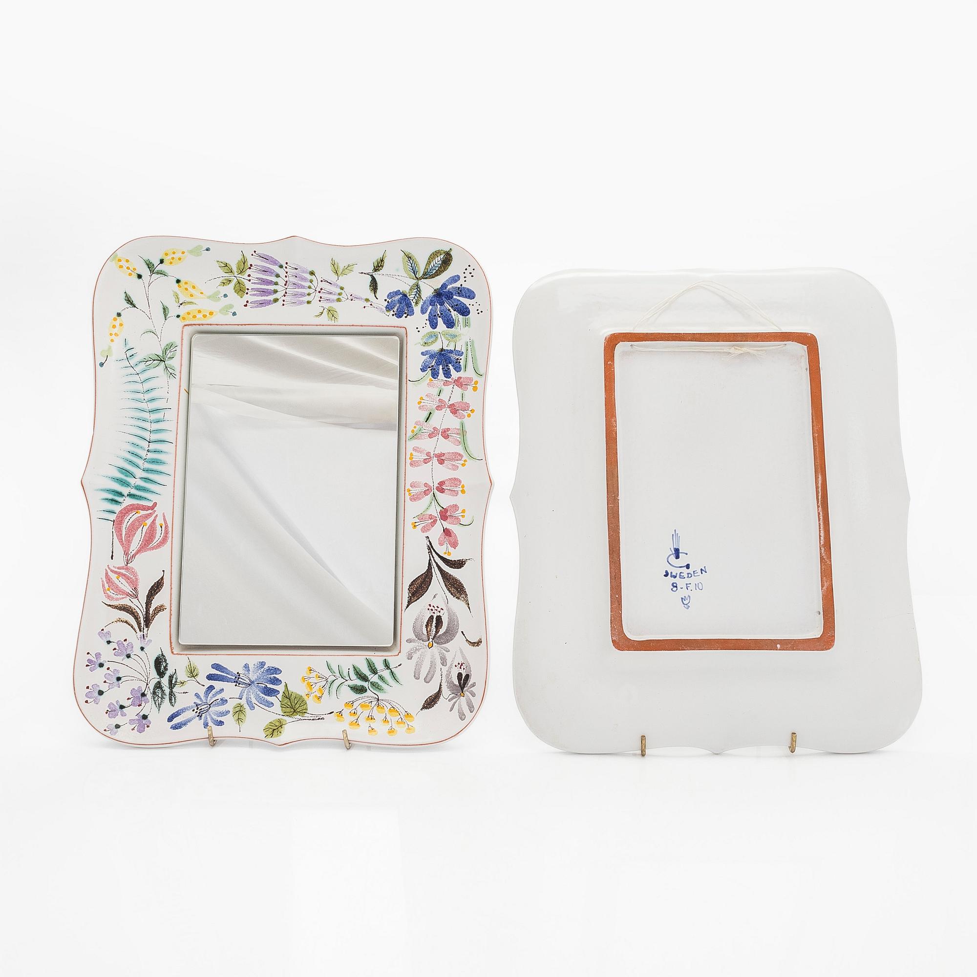 Stig Lindberg, vase and two mirrors, earthenware vase, Gustavsbergs studio.