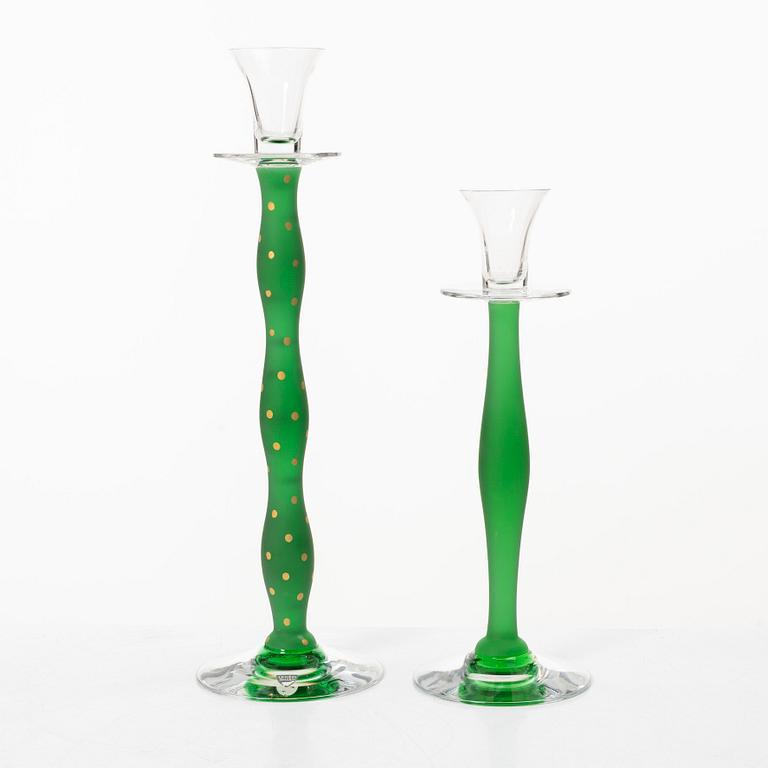 Anne Nilsson, A pair of "Celeste" glass candle holders, Orrefors.