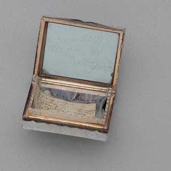 A possibly French mid 18th century mother of pearl and silver snuff-box, unmarked.