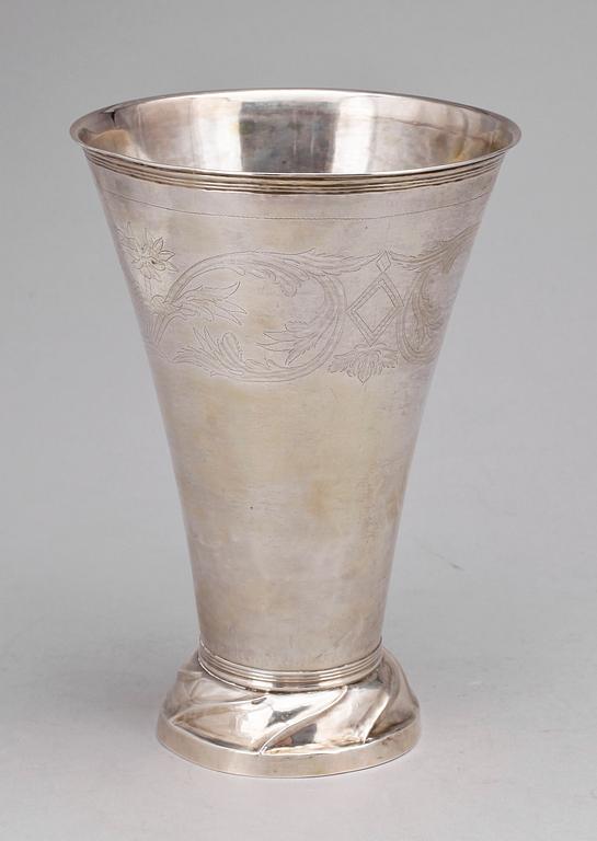 BÄGARE, silver, Lars Löfgren, Hudiksvall, verksam 1797-1854. Vikt ca 290 g.