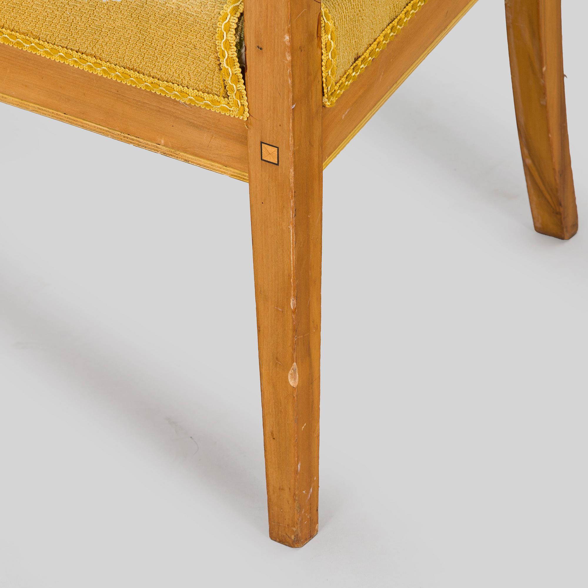 Fåtöljer, ett par och stolar, 4 st, tidigt 1900-tal.