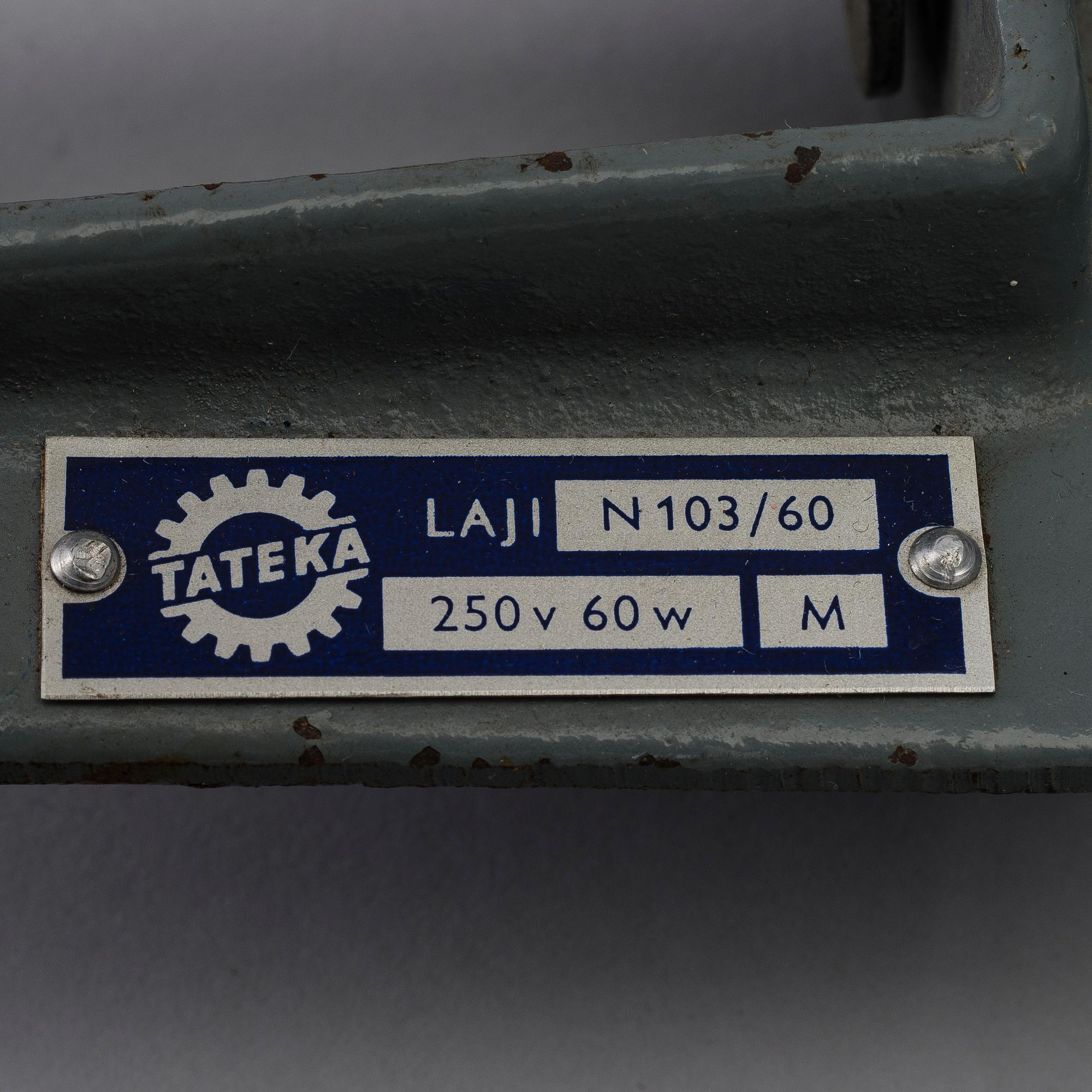 ADJUSTABLE LAMP, Tateka, Tampereen Teräskaluste, 1960.