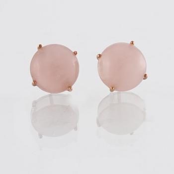 ÖRHÄNGEN, 18K roséguld troligtvis med cabochonslipad rosa kvarts. Vikt 5,5 gram.
