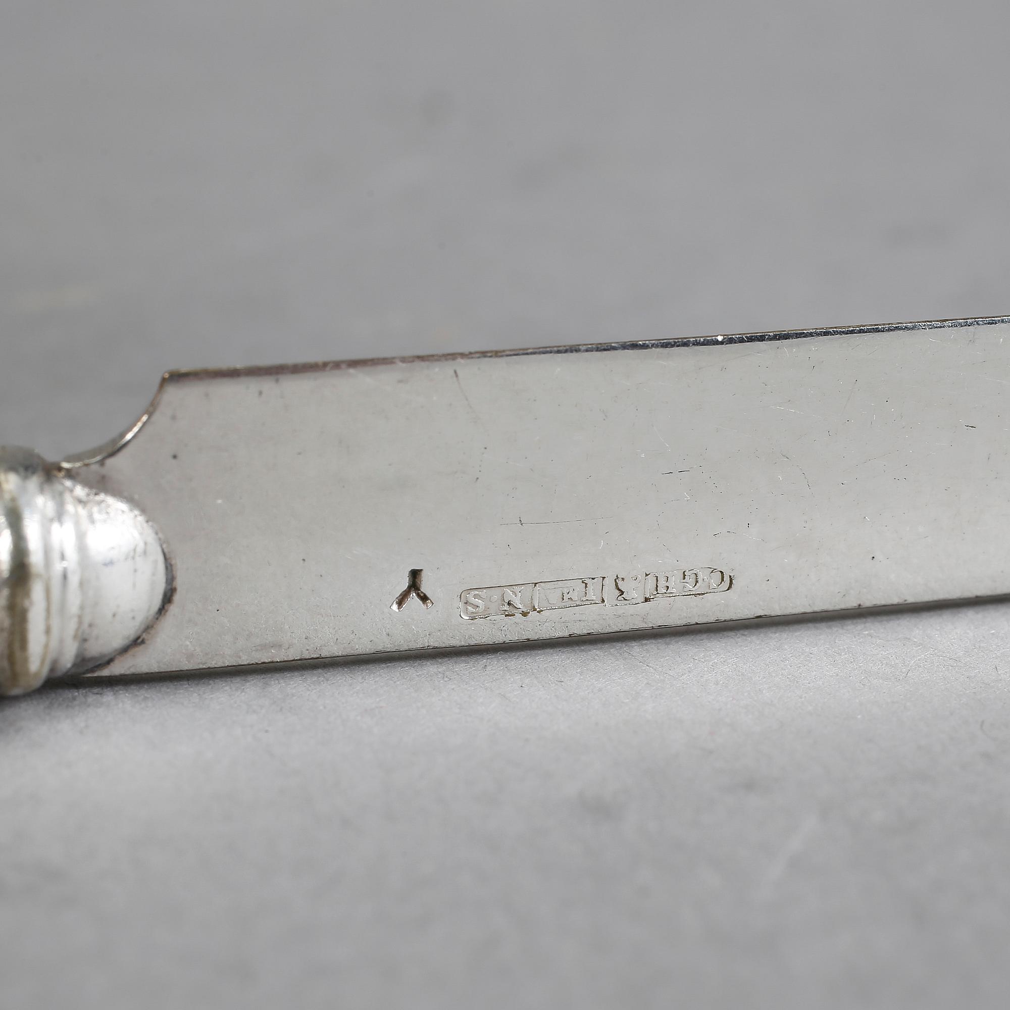 KNIVAR, silver, 12+5 st, "Empire", CG Hallberg, Stockholm, 1910.