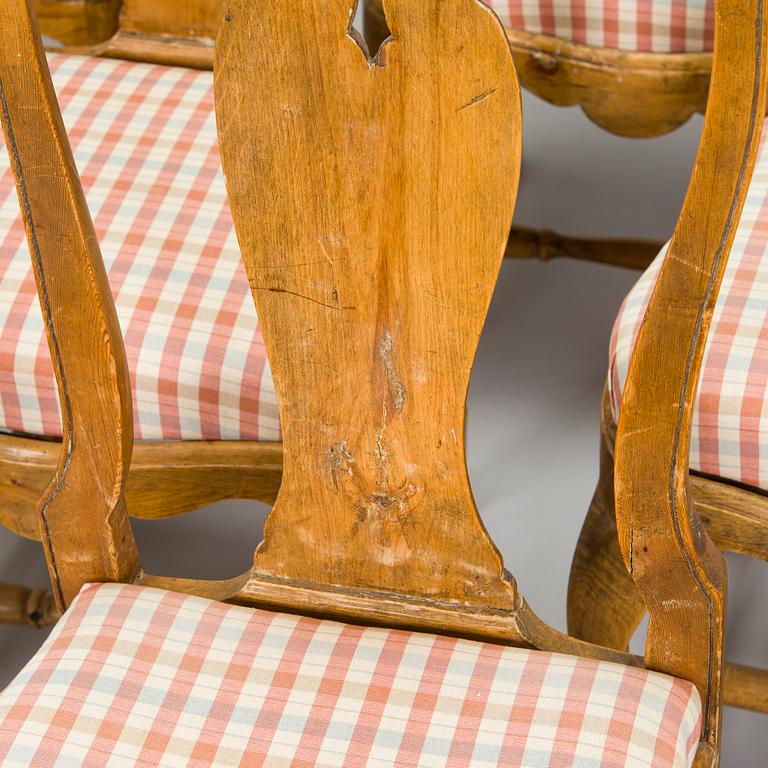 Stolar, snarlika, 8 st, rokoko, 1700-talets mitt.