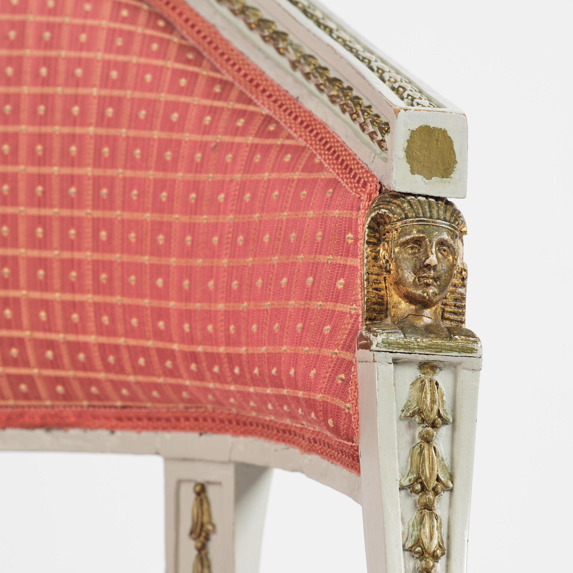 A late Gustavian open armchair attributed to E. Ståhl (master in Stockholm 1794-1820).
