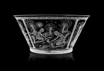 985. An Edward Hald engraved glass bowl, Orrefors 1924.