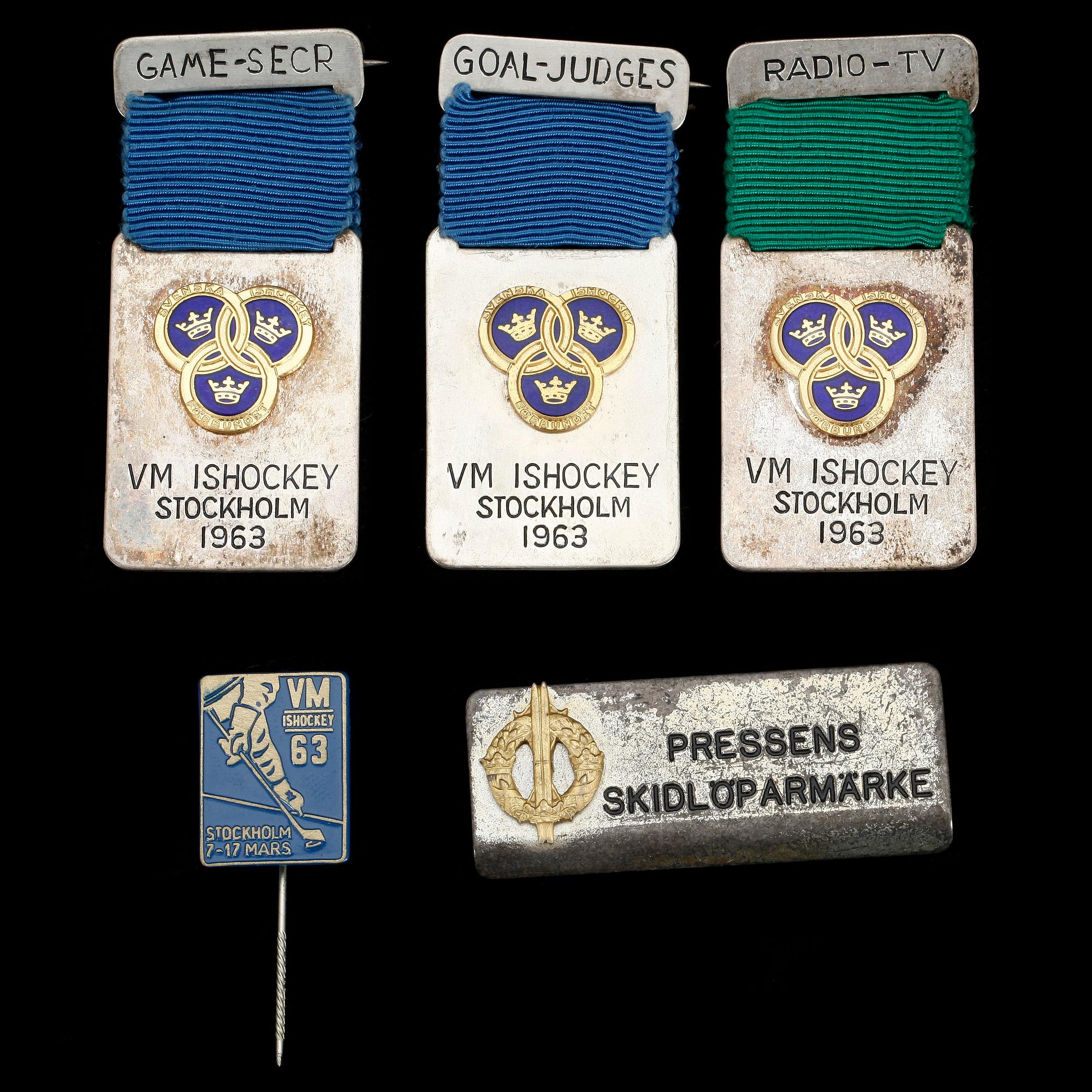 MÄRKEN, 4 stycken, VM i ishockey Stockholm 1963.