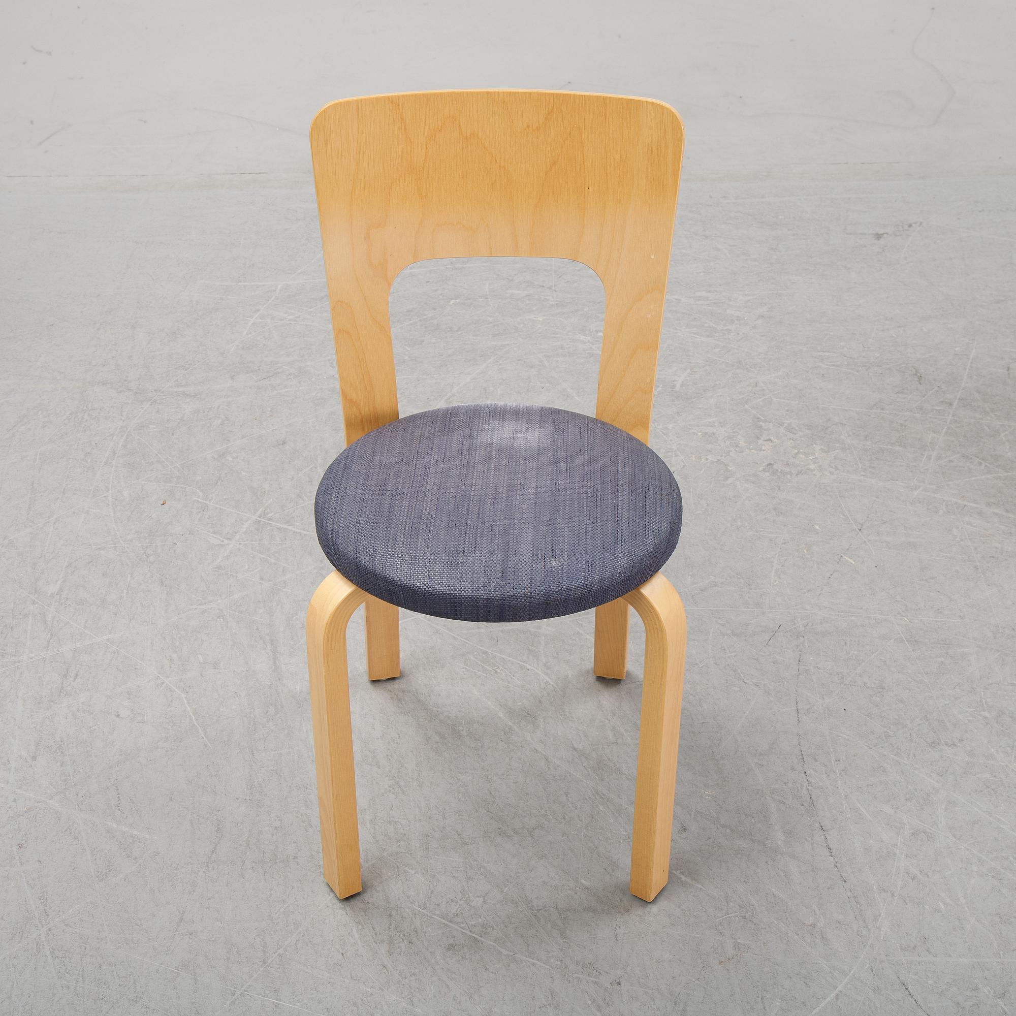 An 'Aalto' table and four chairs model 66 by Alvar Aalto for Artek, designed 1935.