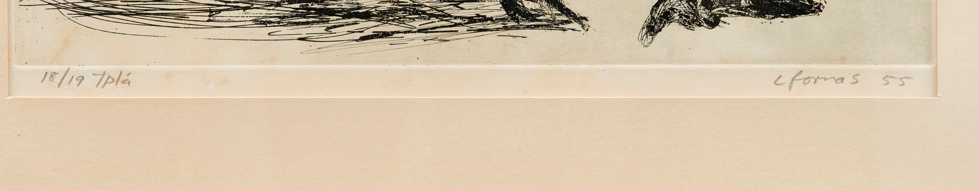 LEANDER FORNAS, etsning, signerad, daterad 55 och numrerad 18/19. Konstnärens avdrag.