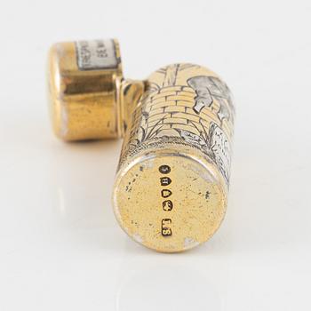 An English Parcel-Gilt Silver Perfume Bottle, mark of Sampson Mordan & Co, London 1883.