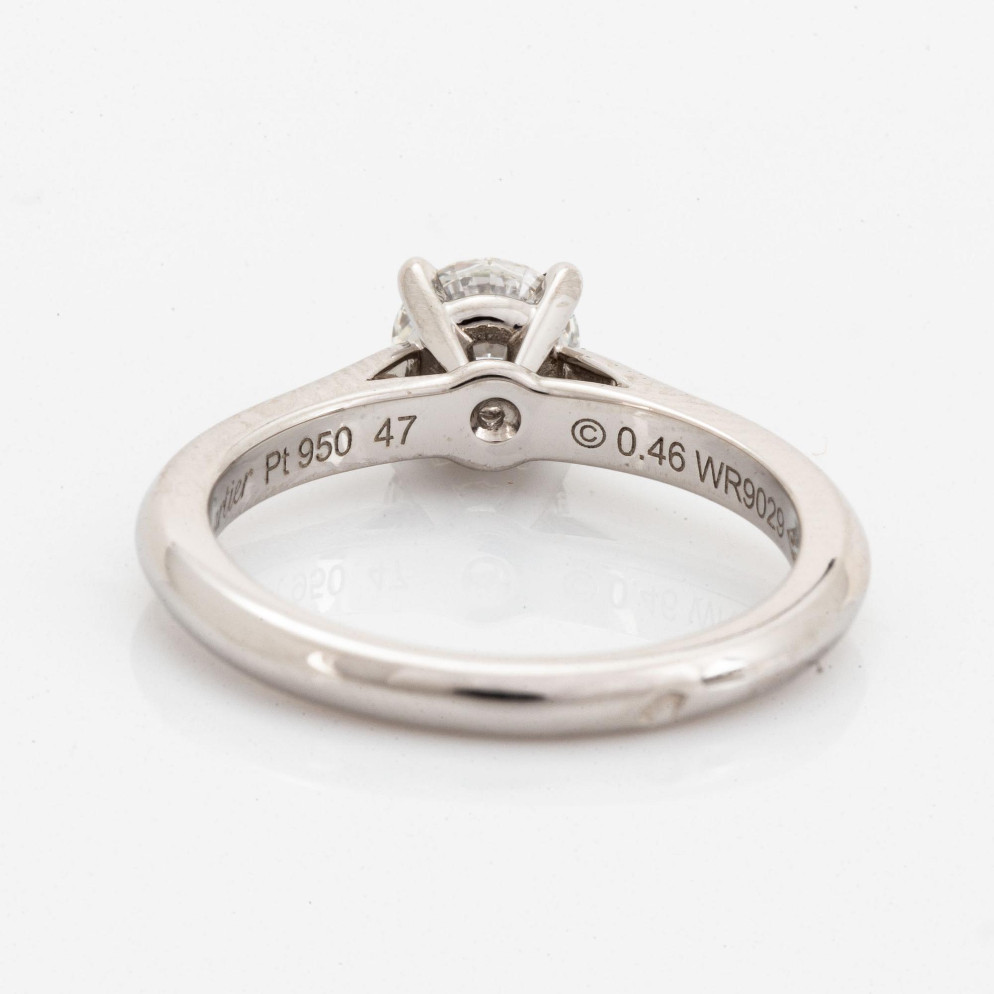 Cartier 0,46 ct brilliant-cut diamond ring.