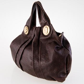 GUCCI Brown Leather Guccissima Tote Bag.