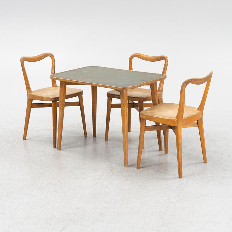 Axel Larsson, a children's table and 3 chairs, version of  "1300"-series, probably by Svenska Möbelfabrikerna Bodafors.