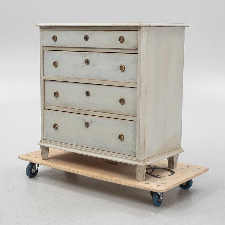 A painted chest of drawers, late 19th century.
