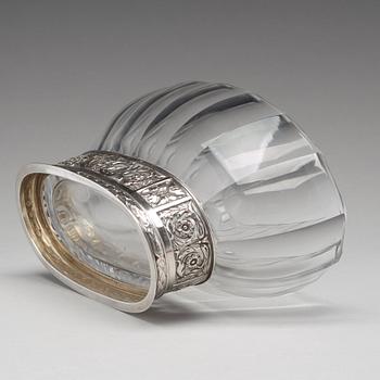 A Swedish/Russian 20th century silver and glass jardinier, mark of WA Bolin, Stockholm 1917.