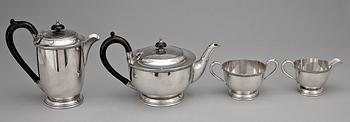 KAFFE-TESERVIS, 4 delar, Garrard & Co Ltd, 118 Regent St, London, Regent Plate, England, 1900-talets andra hälft/mitt.