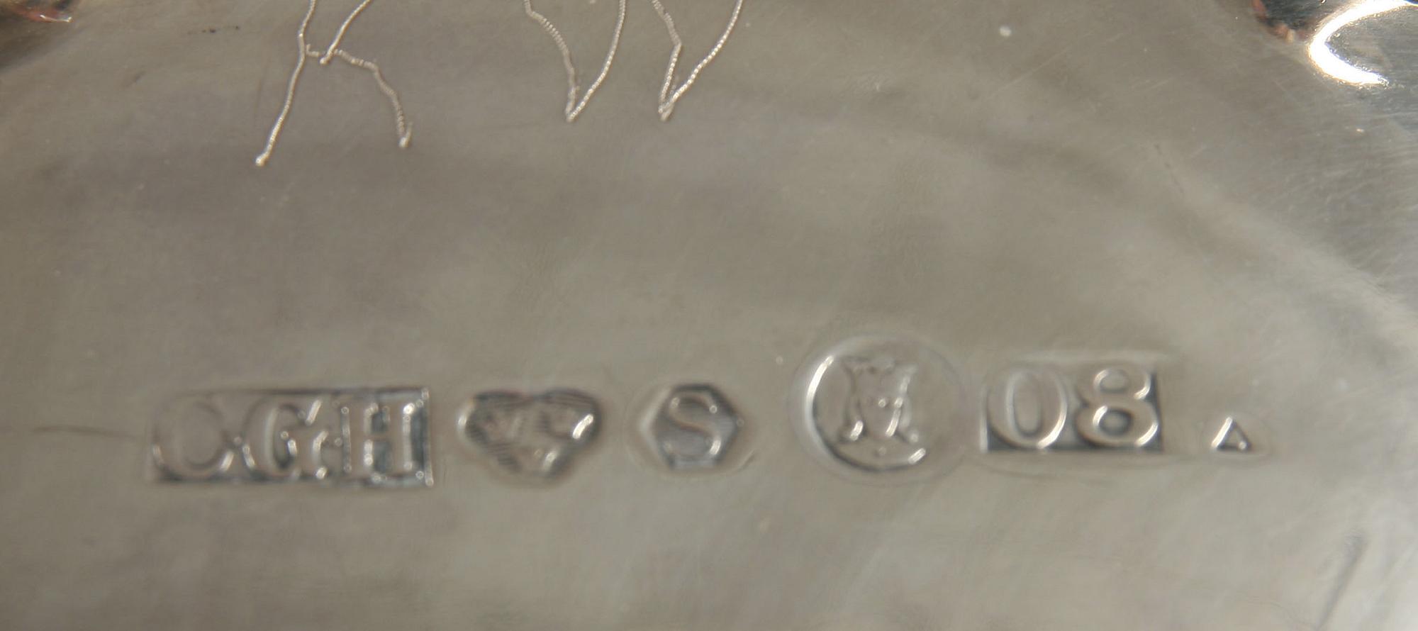 KAFFESERVIS, 3 delar, silver, rokokostil, C G Hallberg, 1939-40, vikt 750+210+250 g.