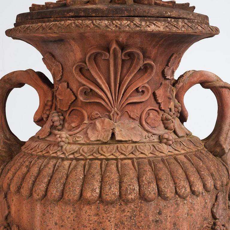 A stoneware garden urn after the model by Ferdninand Ring for Höganäs 20th centuty.