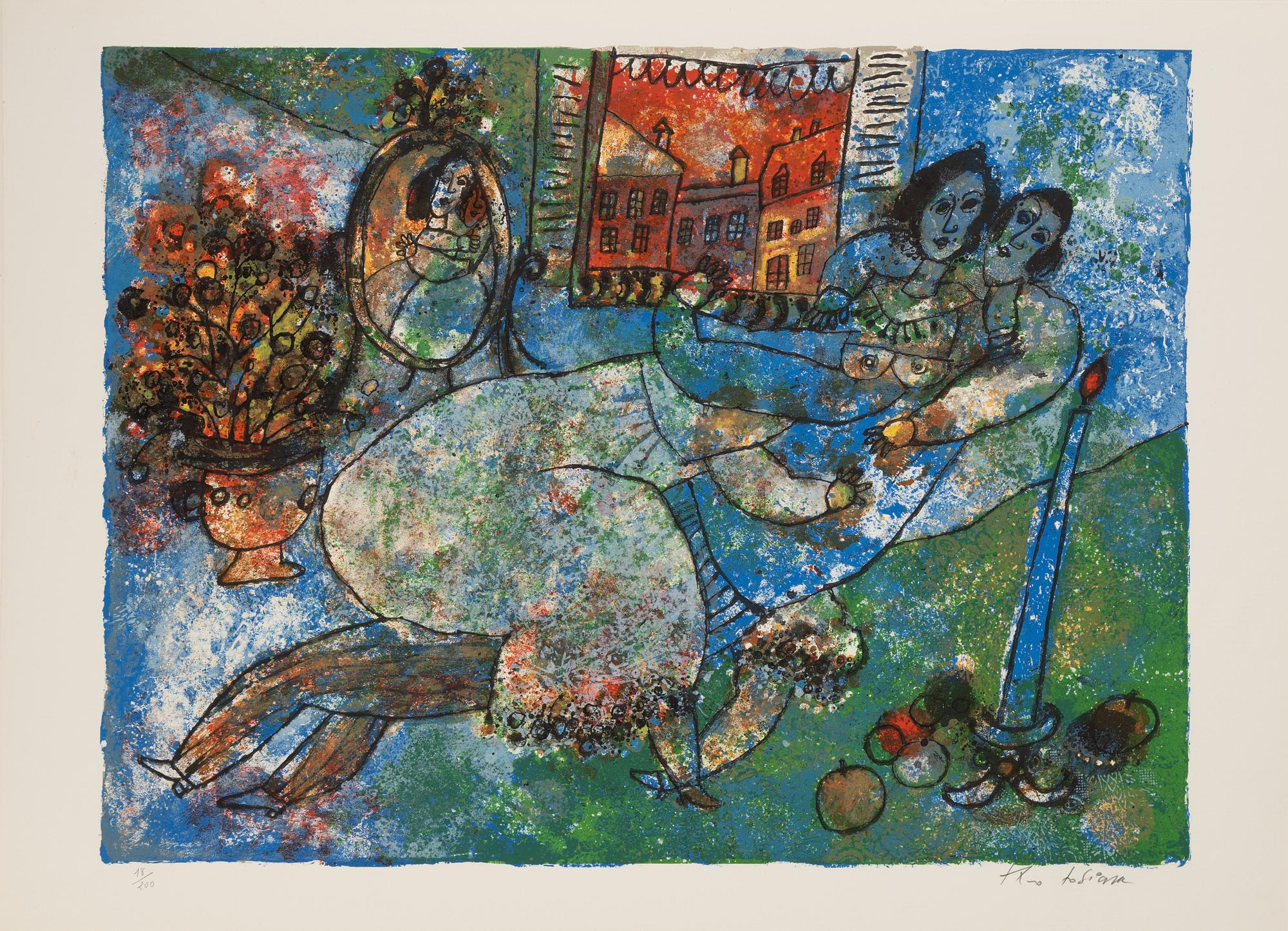 Theo Tobiasse, "The Song of Songs of King Salomon",portfolio with 12 ligographs in colous, signed 18/200.