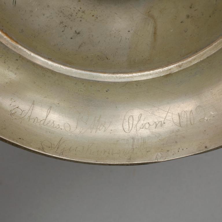 GRÖTSKÅL, tenn, Johan Lindwall, Nyköping 1849.