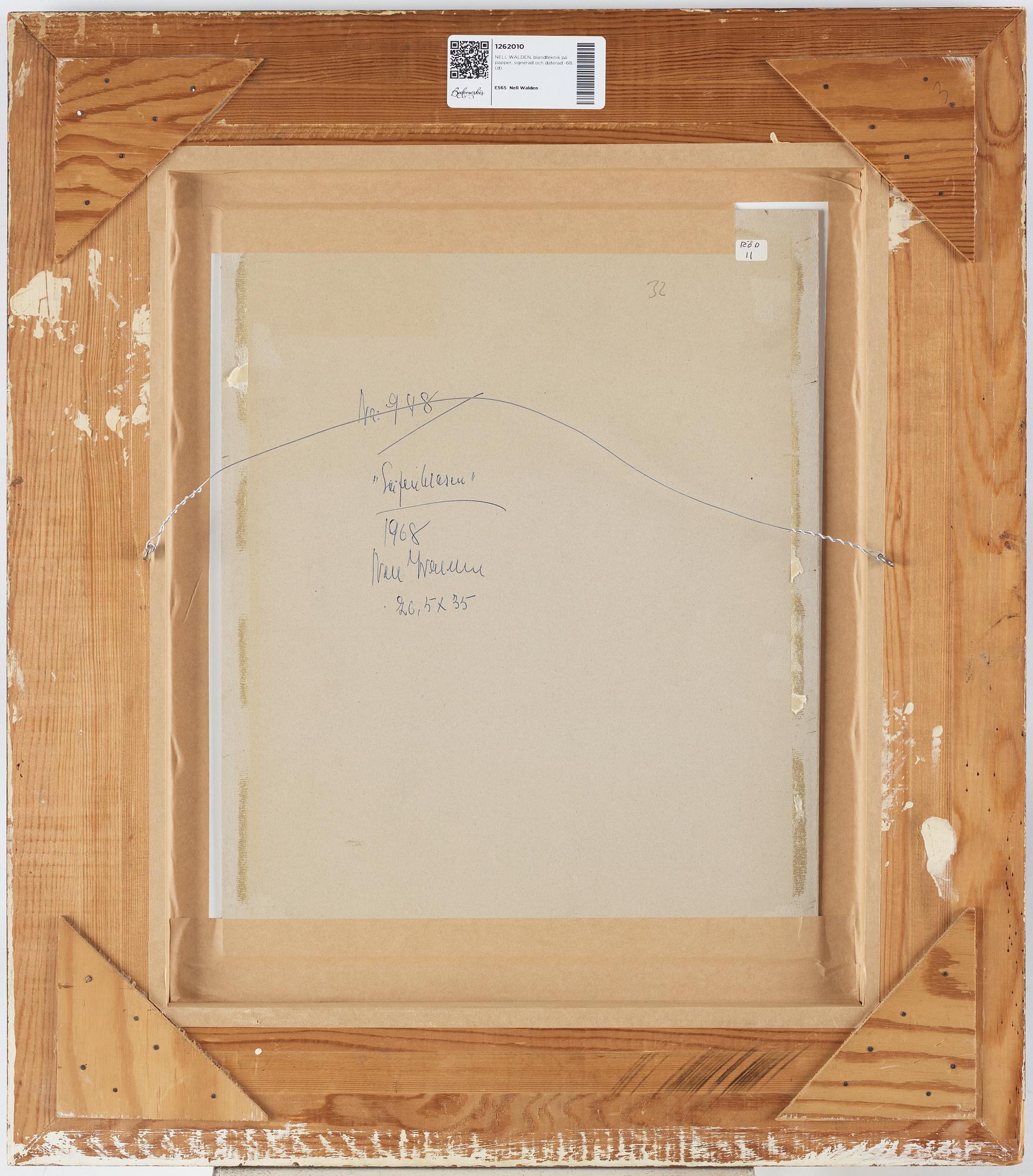 NELL WALDEN, mixed media on paper, signed and dated -68.