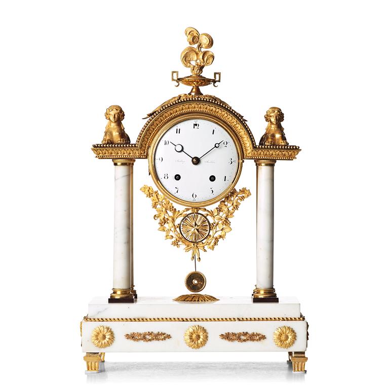 A late Gustavian late 18th century mantel clock.