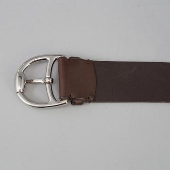 Two leather belts by Ralph Lauren.