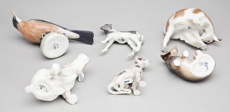 FIGURINER, 6 st, porslin, Bing & Gröndahl och Royal Copenhagen, Danmark.