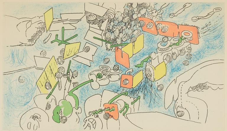 Roberto Matta, etching in colours, signed 56/100.
