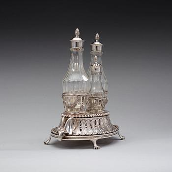 A Swedish 18th century cruet-set, marks of Stephan Westerstråhle, Stockholm 1795.