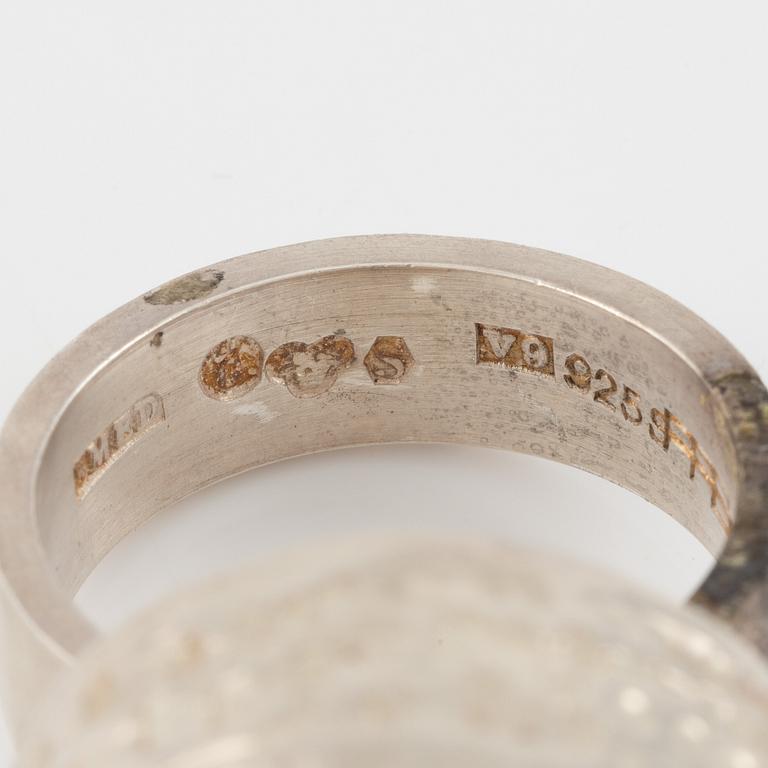Lars Arby, four rings, sterling silver, Gothenburg 1964, 1967, 1971 and 1977.