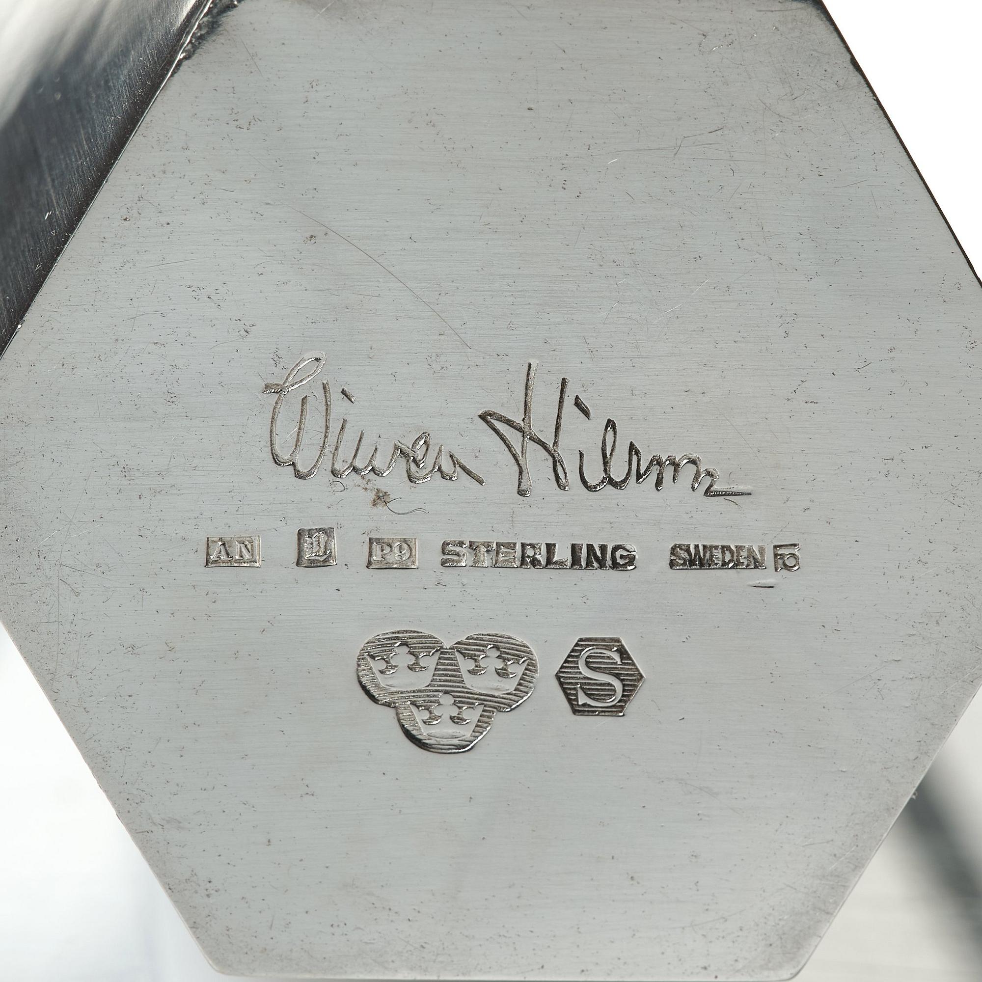 Wiwen Nilsson, a hexagonal sterling silver vase, Lund 1965.