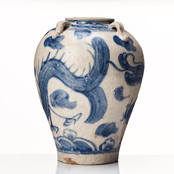 A blue and white jar, South East Asia, Vietnamn,  17th/18th Century.