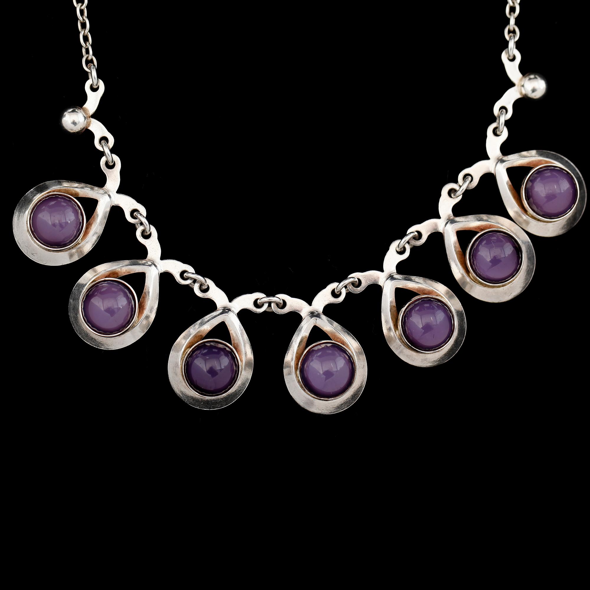 COLLIER, sterlingsilver och ametister, Herman Siersbol, Danmark.