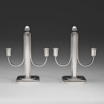 588. A pair of W.A Bolin silver candelabra, Stockholm 1944.