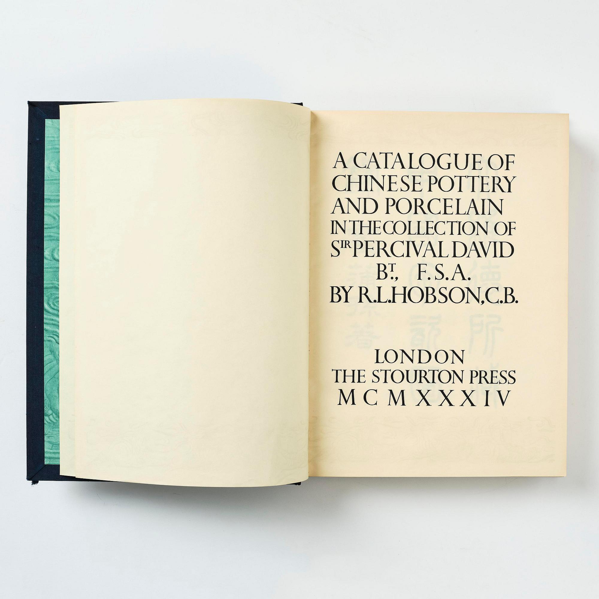 R.L. Hobson: A Catalogue of Chinese Pottery and Porcelain in the Collection of Sir Percival David.