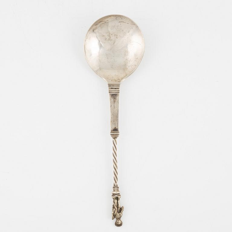 A probably Scandinavian 18th Century silver spoon, unidentified makers mark IK, unclear hallmark.