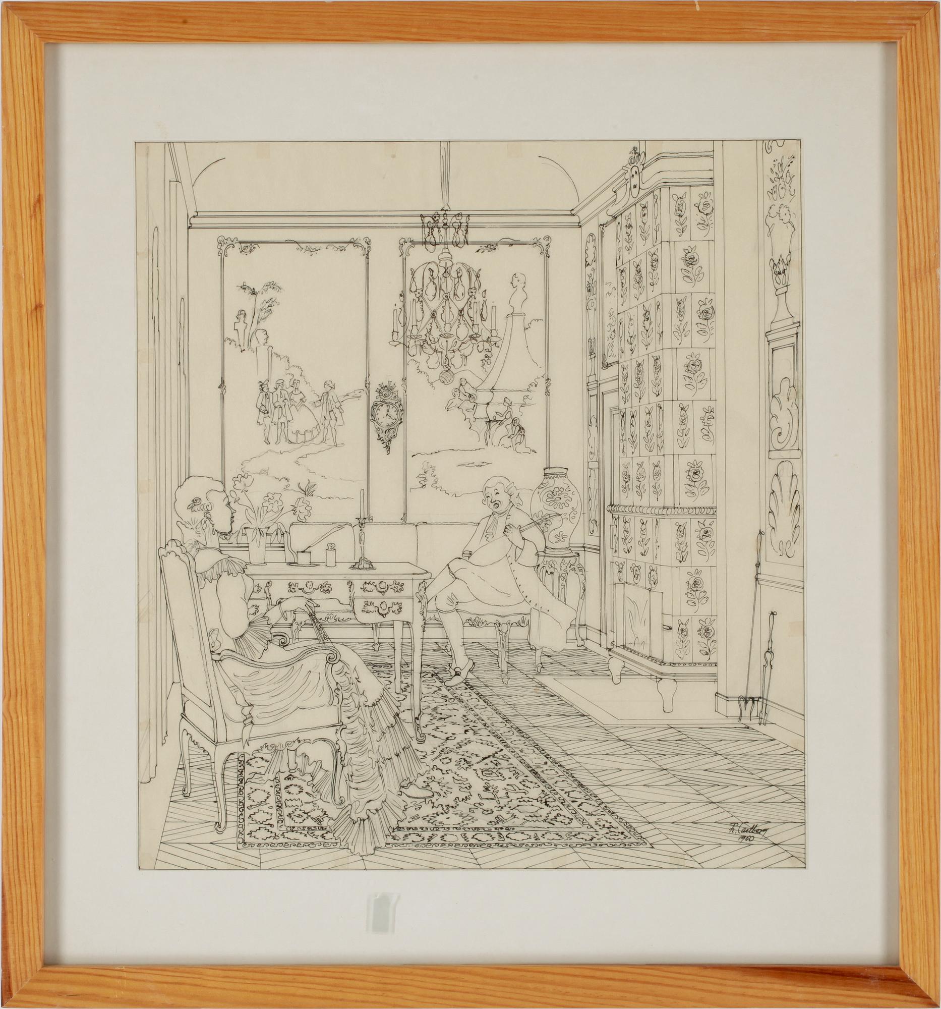 RUDOLF CARLBORG, 9 st, tuschteckningar, sign.