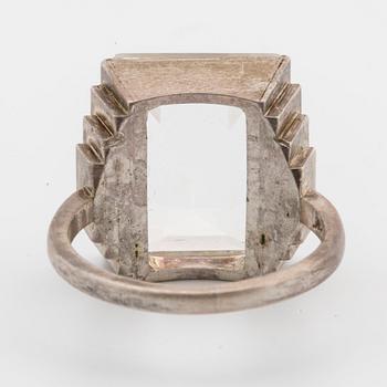 WIWEN NILSSON, ring, silver med fasettslipad bergkristall, Lund,