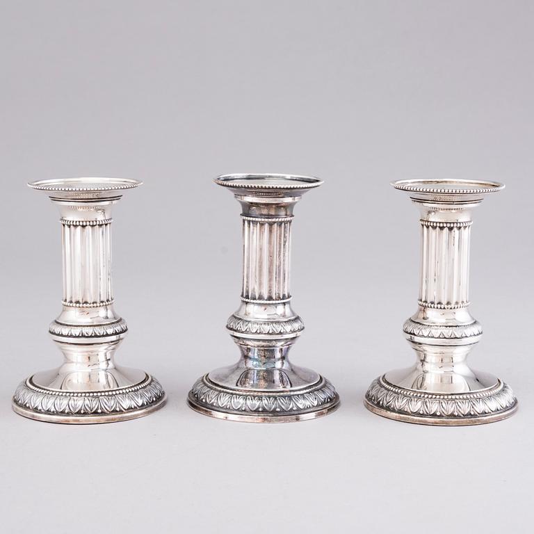 A set of three silver candlesticks, Kultateollisuus, Turku 1958 and 1968.