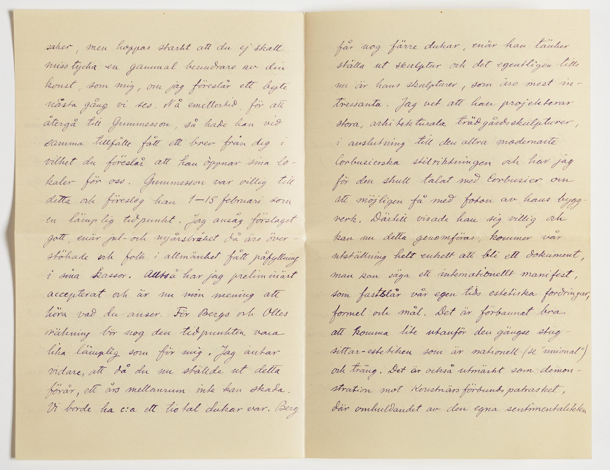 LETTER from Otto G. Carlsund to GAN (Gösta Adrian-Nilsson) in Lund, dated Stjärnhof 28.6.(19)28.