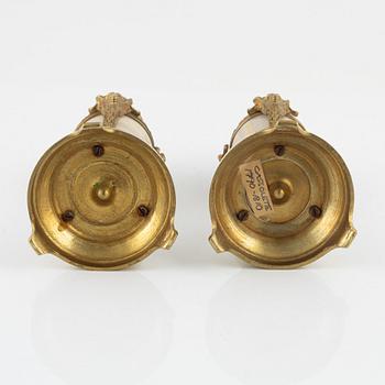 A pair of Napoleon III Louis XVI-style gilt-bronze cassolettes, later part of the 19th Century.