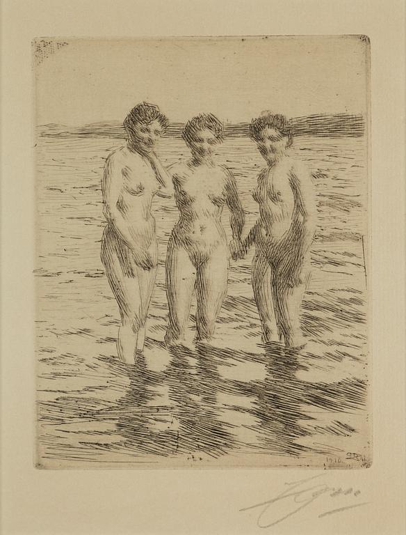 ANDERS ZORN, etching, 1910, signed in pencil.