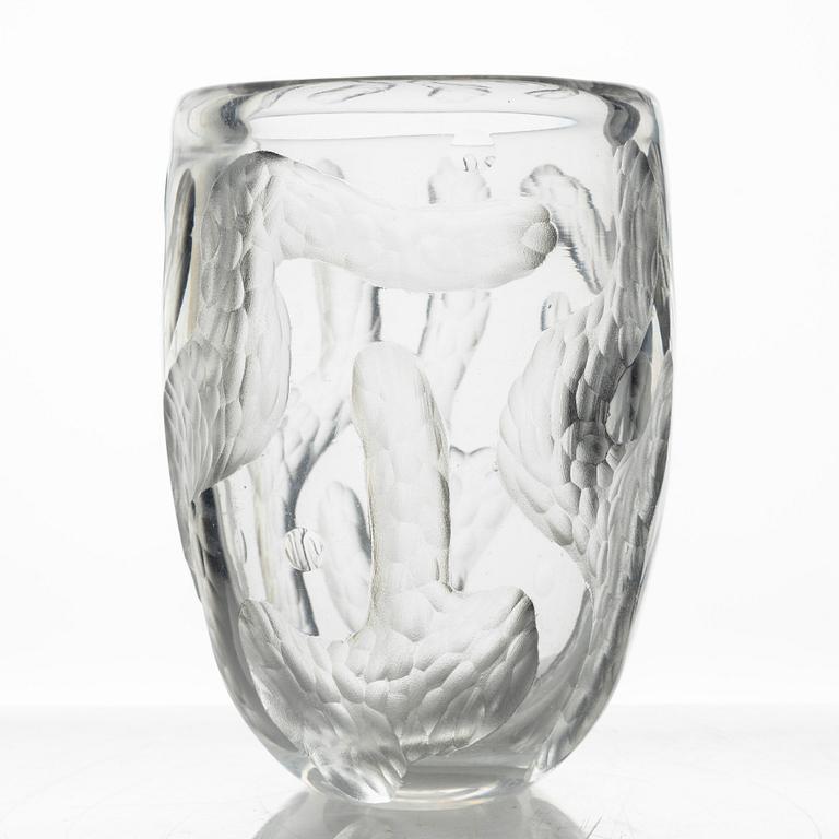 Sven Erik Skawonius, a cut clear glass vase, Kosta, Sweden 1940s.