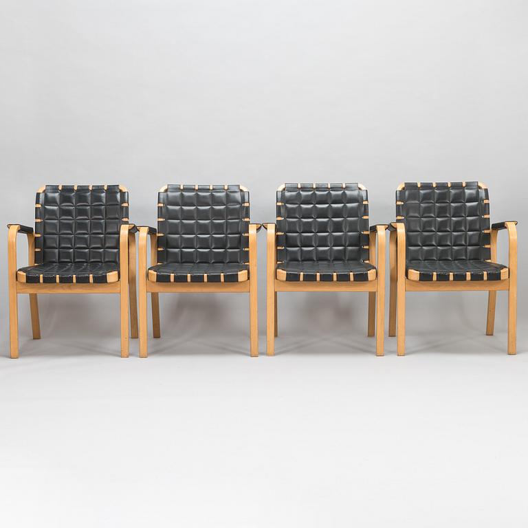 ALVAR AALTO, four late-20th-century '45' armchairs for Artek.