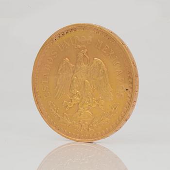 GULDMYNT, 50 Pesos Estados Unidos Mexicanos, Oro Puro. 21k, vikt ca 41 g.